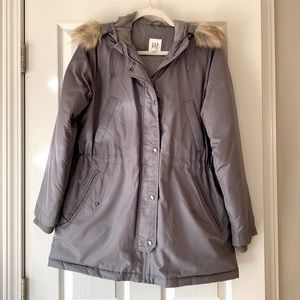 Gap Insulated Parka, Gray, Medium Petite